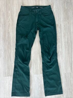 prAna Halle Roll‑Up Hiking Pants Women’s 4 Tall Green Stretch Outdoor Drawstring